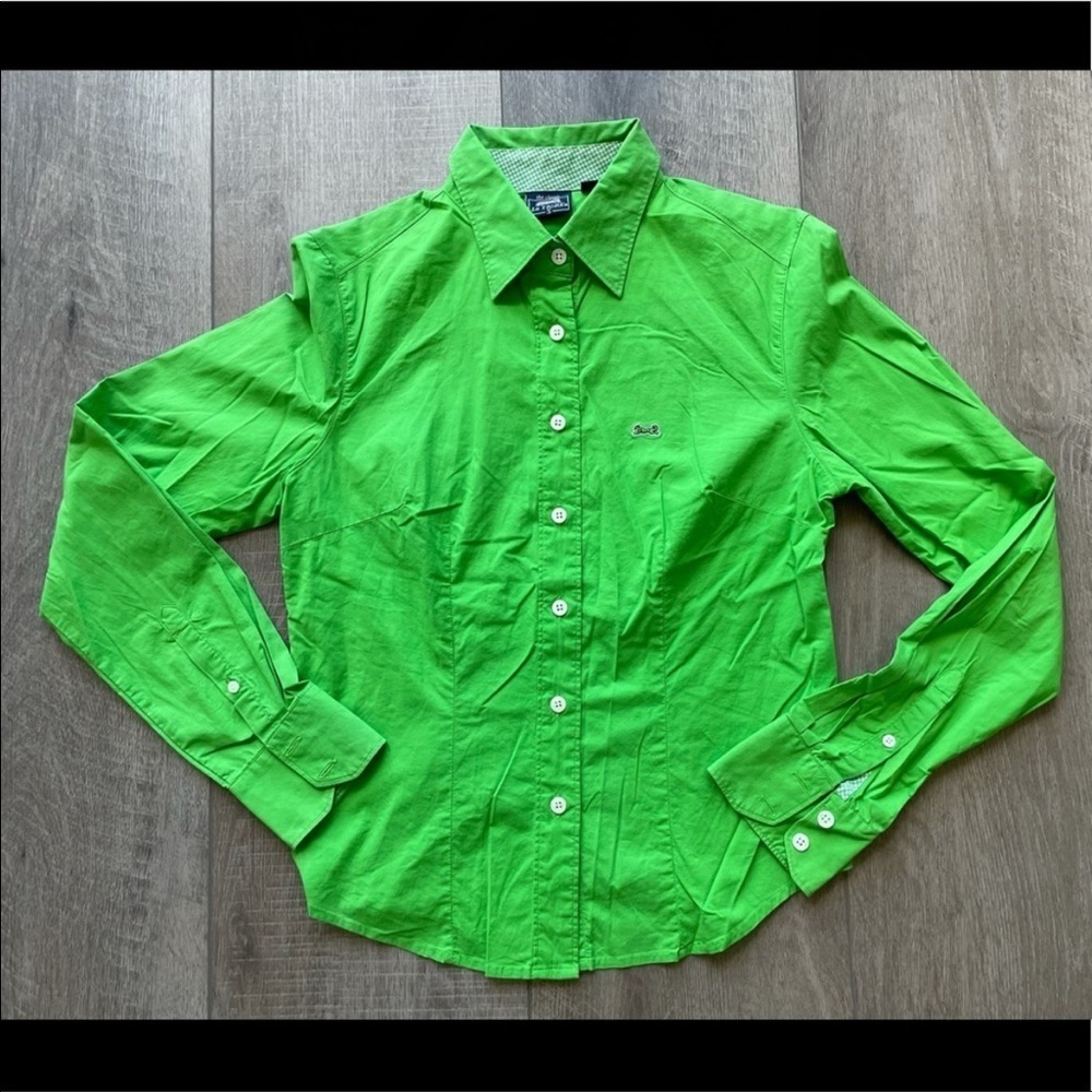 Le Tigre Classic Button Down Dress Shirt in Green Size Small